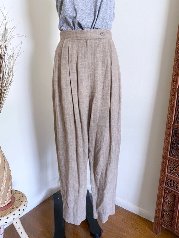 Vintage High Waisted Linen Blend Trousers, 28" Wai