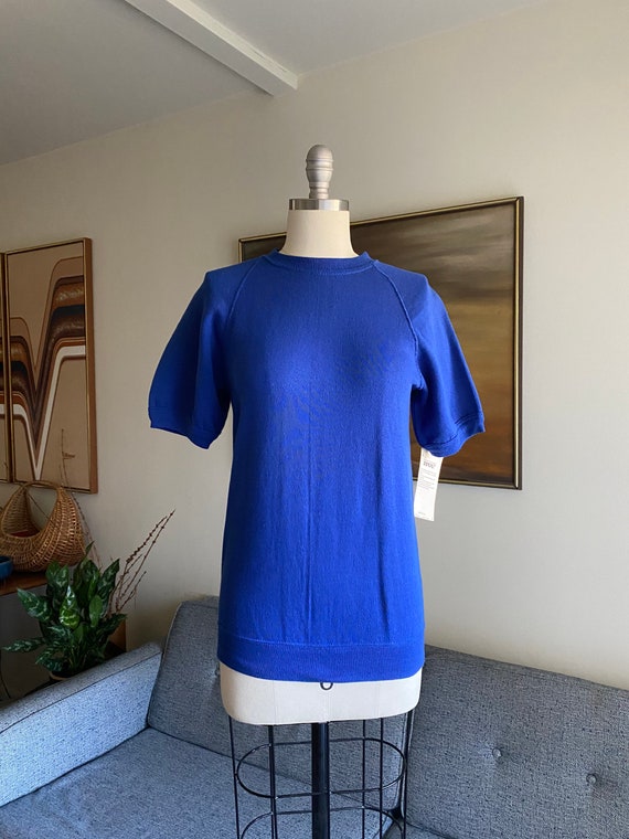 Vintage Short Sleeve Sweatshirt Top, Royal Blue, 8