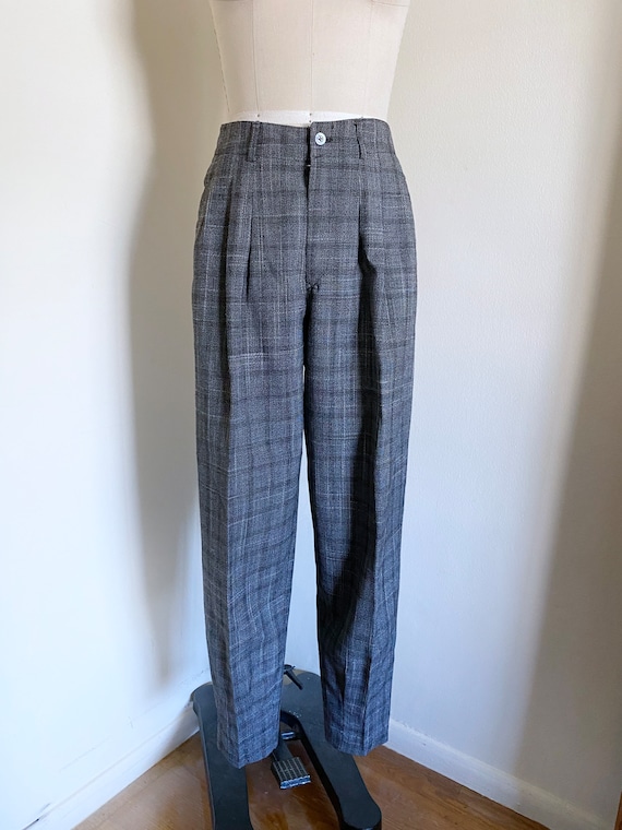 Krizia, Vintage 80's Moods by Krizia Plaid Trousers, 27" Waist