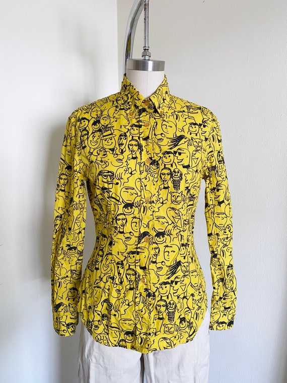 Vintage Moschino Jeans Shirt, Abstract Pattern, S - image 1