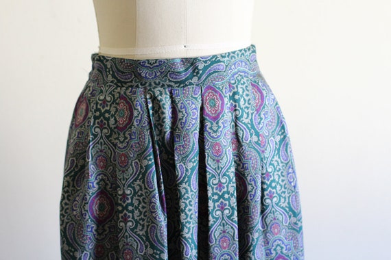 Vintage High Waisted Silk Skirt / Silk Pleated Pl… - image 4