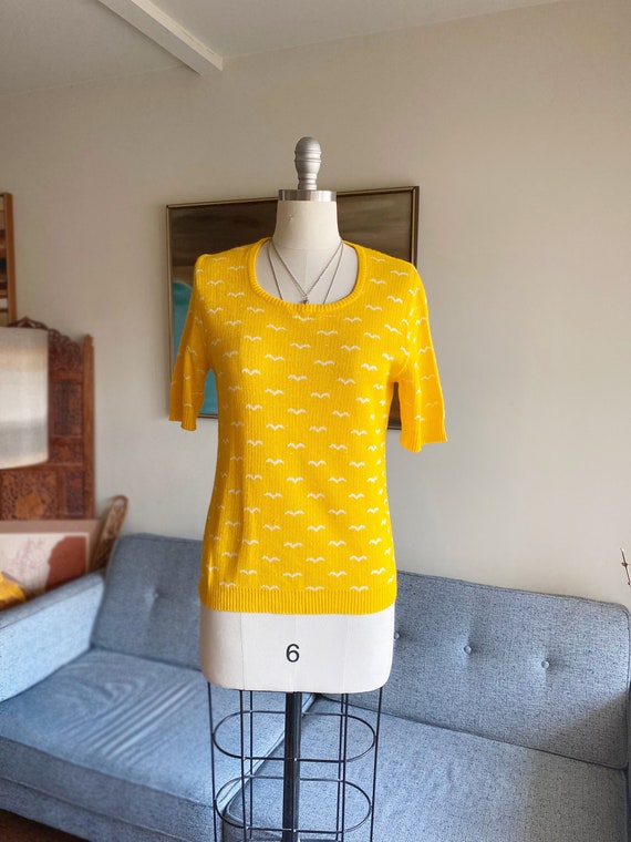 Vintage Givenchy Knit Blouse / Bird Pattern / Nove