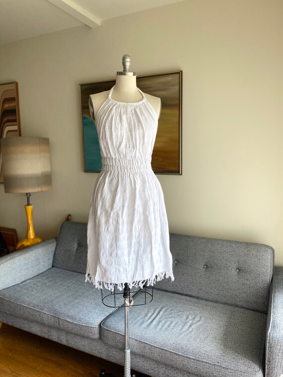 Vintage Cotton Halter Dress / Boho Hippie / Summer