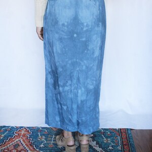 Vintage High Waisted Linen Skirt / Button up Skirt / Woven / Linen and Cotton / Tie Dye Skirt S image 7