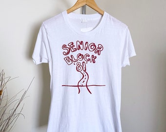 Vintage Novelty T Shirt, Senior Block, 80's Vintage