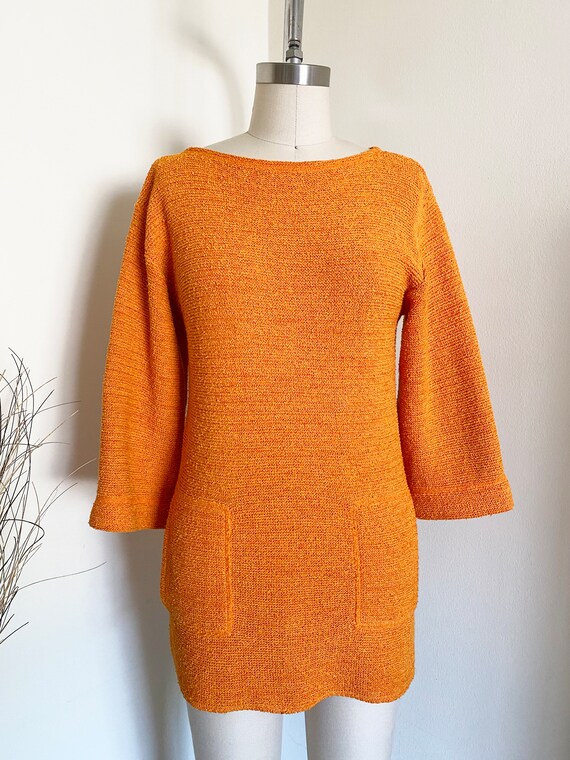 Vintage 70's Tangerine Tunic, Micro Mini Dress, S - image 5