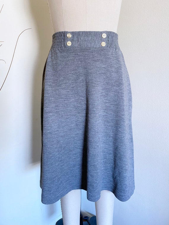 Vintage 60's Knit Skirt, Grey, XS S - image 1