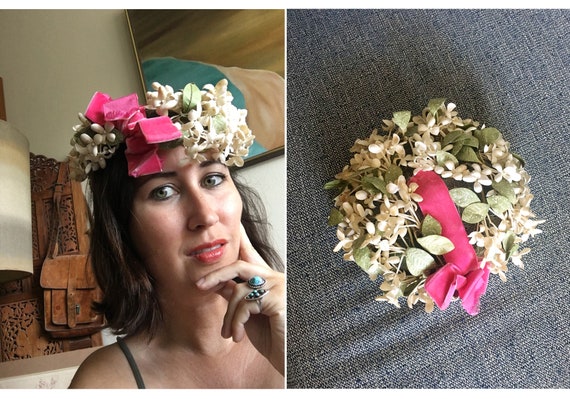 60's floral hat by Dachettes / Lilly Dache / Flora