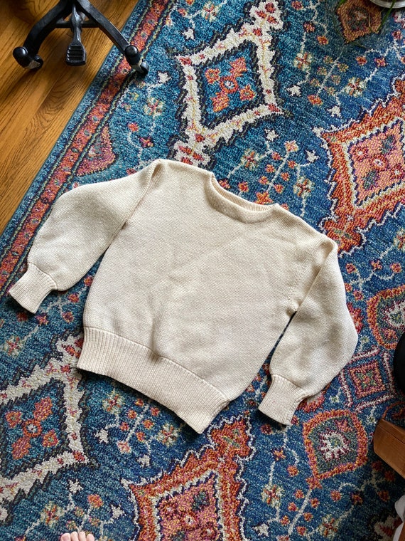 Vintage 40's 50's Creme Wool Sweater / Cropped Swe
