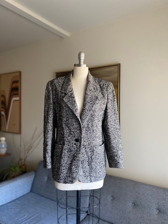 Vintage Tweed Blazer, Salt and Pepper, Petite Blaz