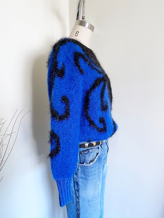 Vintage 80's Mohair Sweater, Two Tone Sweater, Me… - image 2