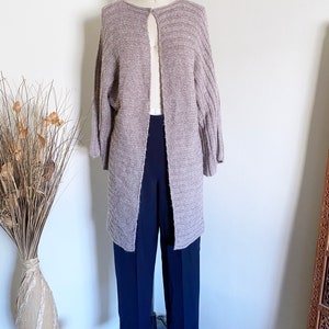 Vintage 80&#39;s Long Cardigan with Wide Sleeves, S M
