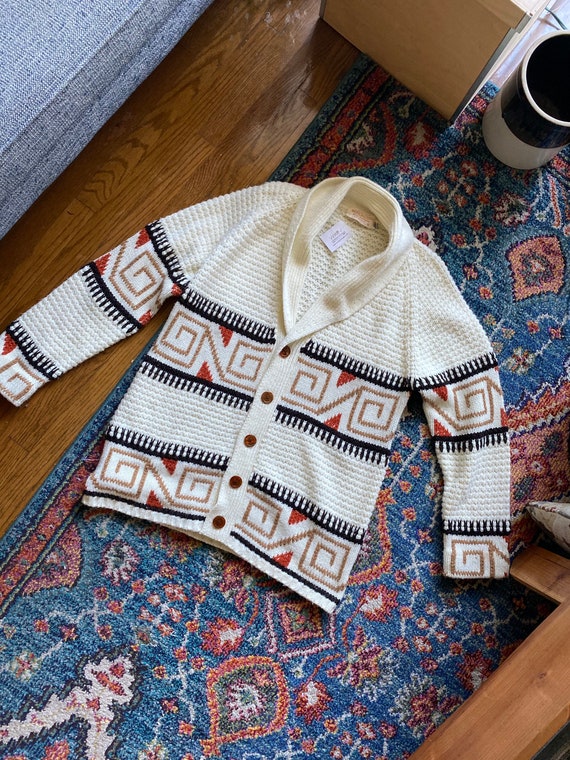 Vintage Oversized Mens Cardigan / 70's Vintage Car