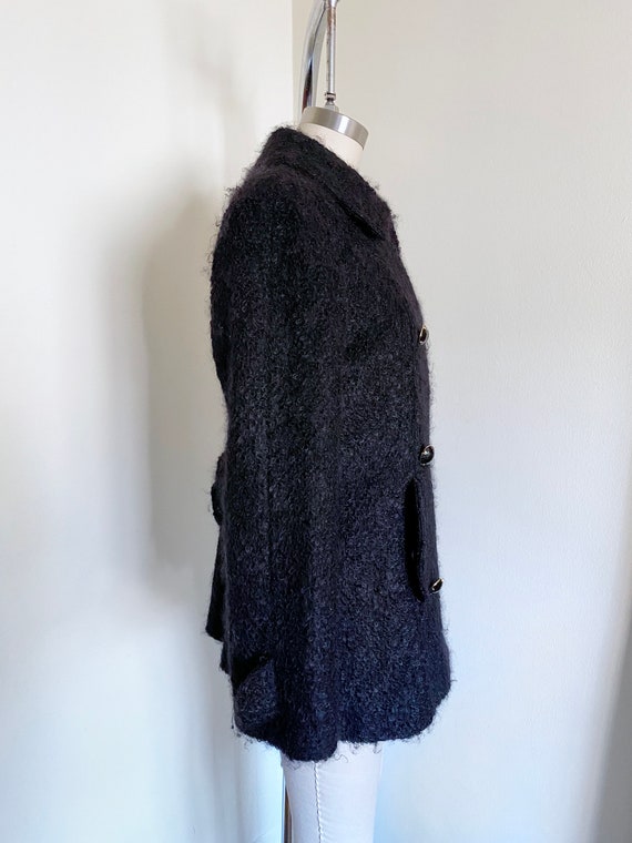 Vintage Black Mohair Coat, Double Breasted, Milly… - image 4