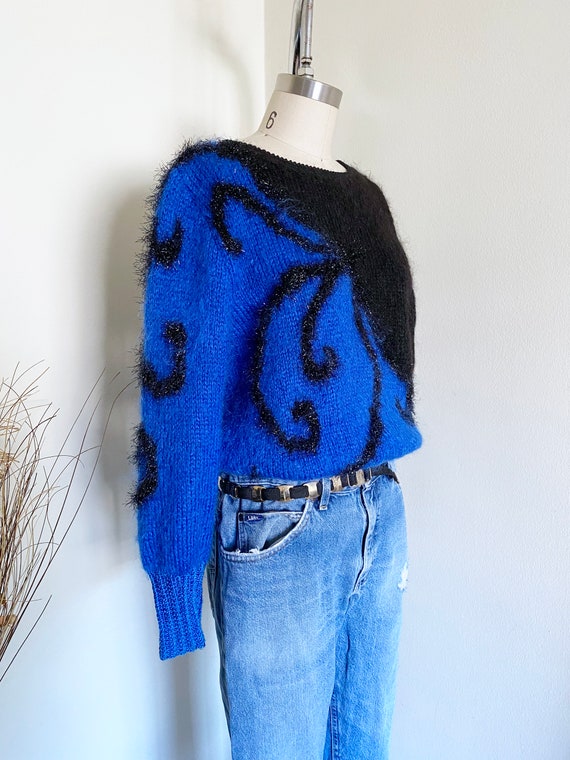 Vintage 80's Mohair Sweater, Two Tone Sweater, Me… - image 3