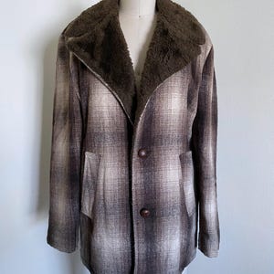 Vintage 70&#39;s Plaid Mens Coat