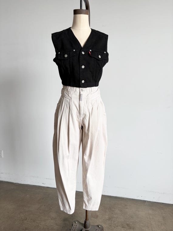Vintage 90's Black Cotton Vest, Cropped Style
