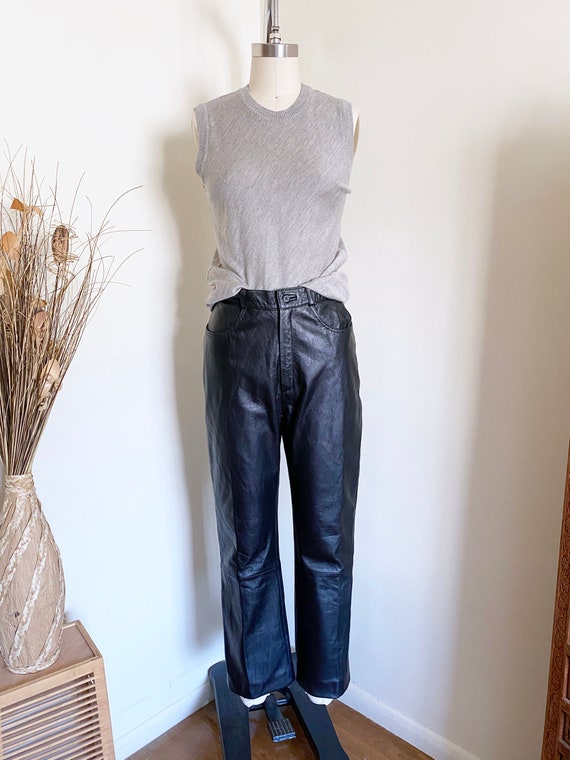 Vintage Black Leather Pants, High Waisted Pants, … - image 4