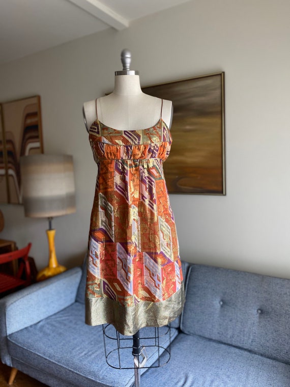 Vintage 90's Nicole Miller Collection Silk Metalli