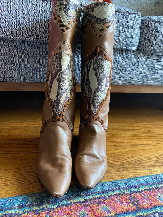 Snakeskin boots low heel best sale