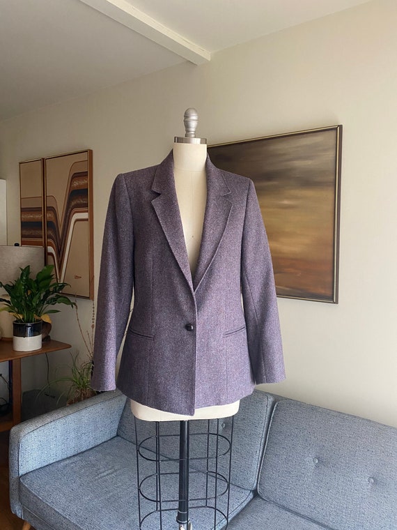 Vintage Lavender Tweed Blazer, Minimal and Modern