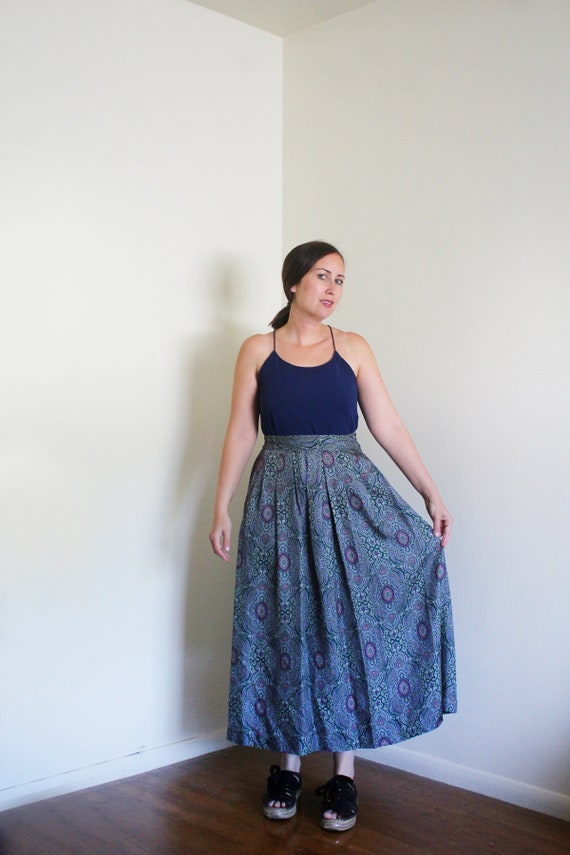 Vintage High Waisted Silk Skirt / Silk Pleated Pl… - image 1