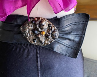 Vintage 80's High Waisted Embellished Leather Belt, XS - Etsy