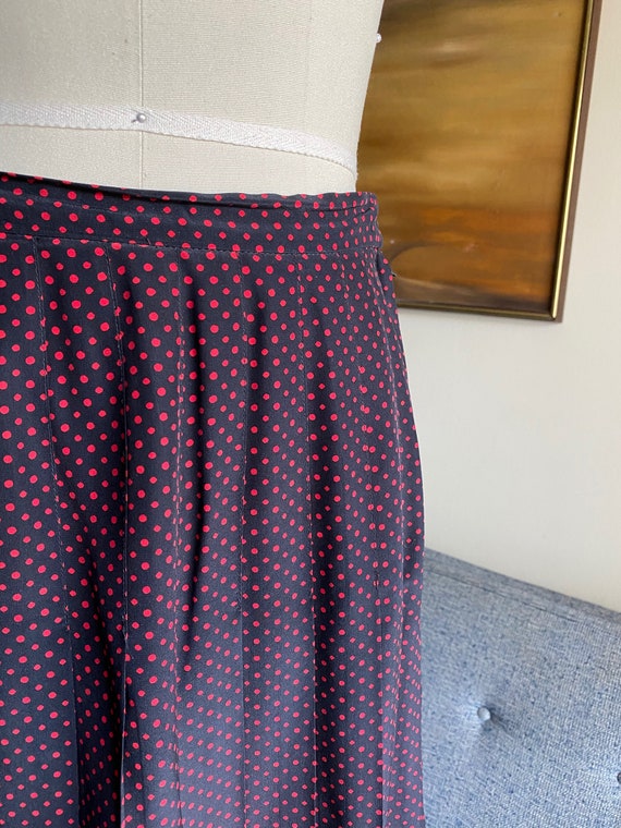Vintage High Waisted Silk Skirt, Silk Dot Skirt, … - image 3