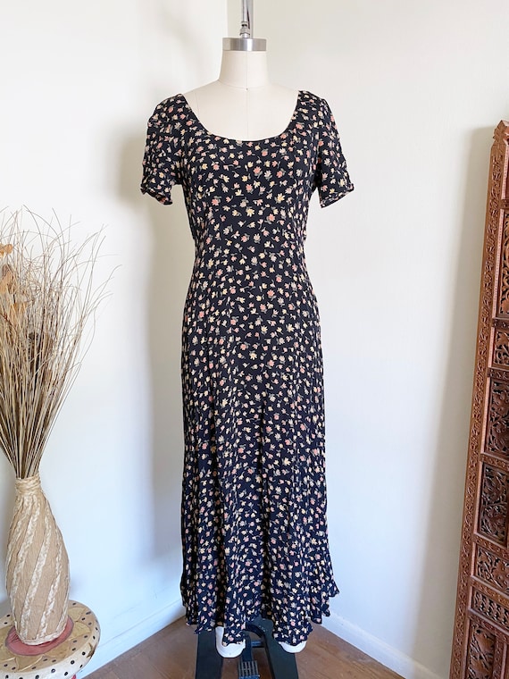 Vintage 90's Floral Dress, Midi Dress