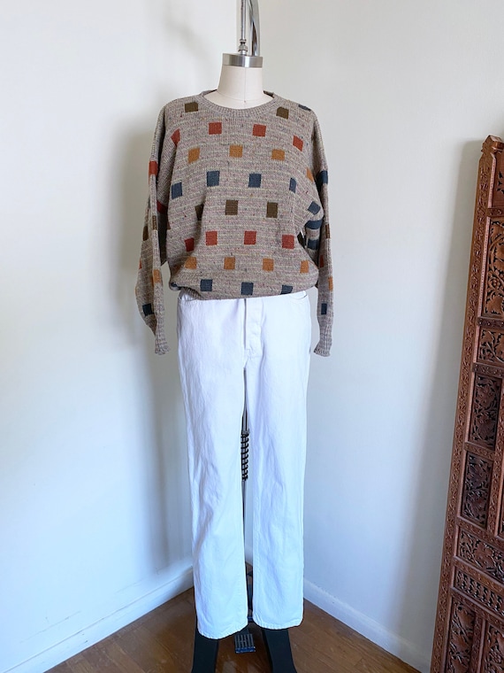 Vintage Abstract Sweater, 80's, Block Pattern - image 1
