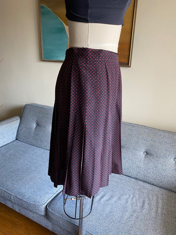 Vintage High Waisted Silk Skirt, Silk Dot Skirt, … - image 4