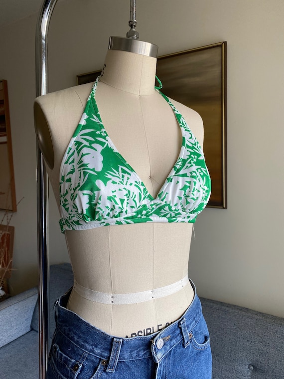 Vintage Floral Bikini Top, Triangle Bikini, Boho H