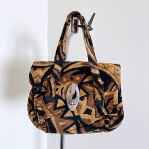 Vintage 60&#39;s Carpet Bag, Top Handle Purse