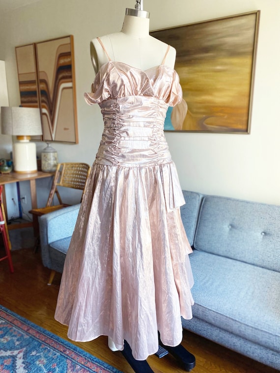 Vintage Metallic Pink Party Dress, Junior Dress, … - image 1