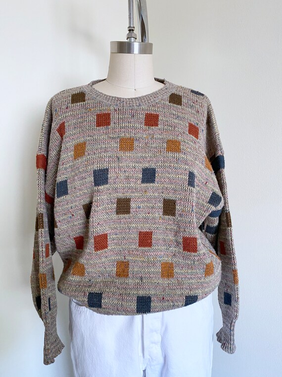 Vintage Abstract Sweater, 80's, Block Pattern - image 2