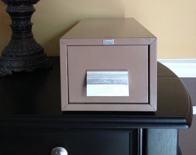 Vintage Sears Metal File Cabinet Drawer Industrial-card Catalogue Metal ...