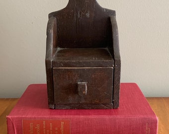 Vintage Wood Salt Box Primitive Drawer Folk Art