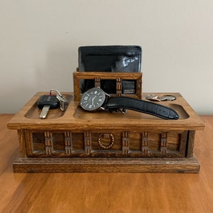 Wood Valet Caddy Jewelry Box Dresser Valet