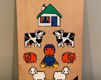 Wooden Dick Bruna Puzzle 1969 Ravensburger Farm Animals