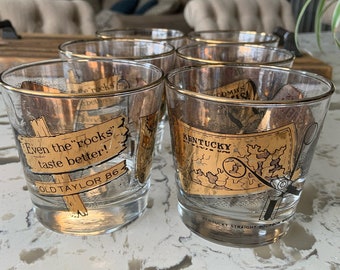Vintage Libbey Old Taylor 86 Whiskey Low Ball Glasses Set Of Six