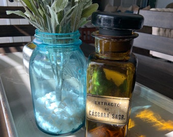 Glass Apothecary Jar Extracto De Casgara Sagr Antique Pharmacy Jar