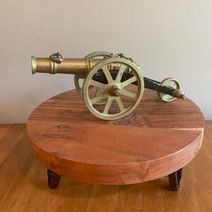 Vintage Military Brass Mini Cannon 1950&#39;s Office Decor