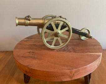 Vintage Military Brass Mini Cannon 1950's Office Decor