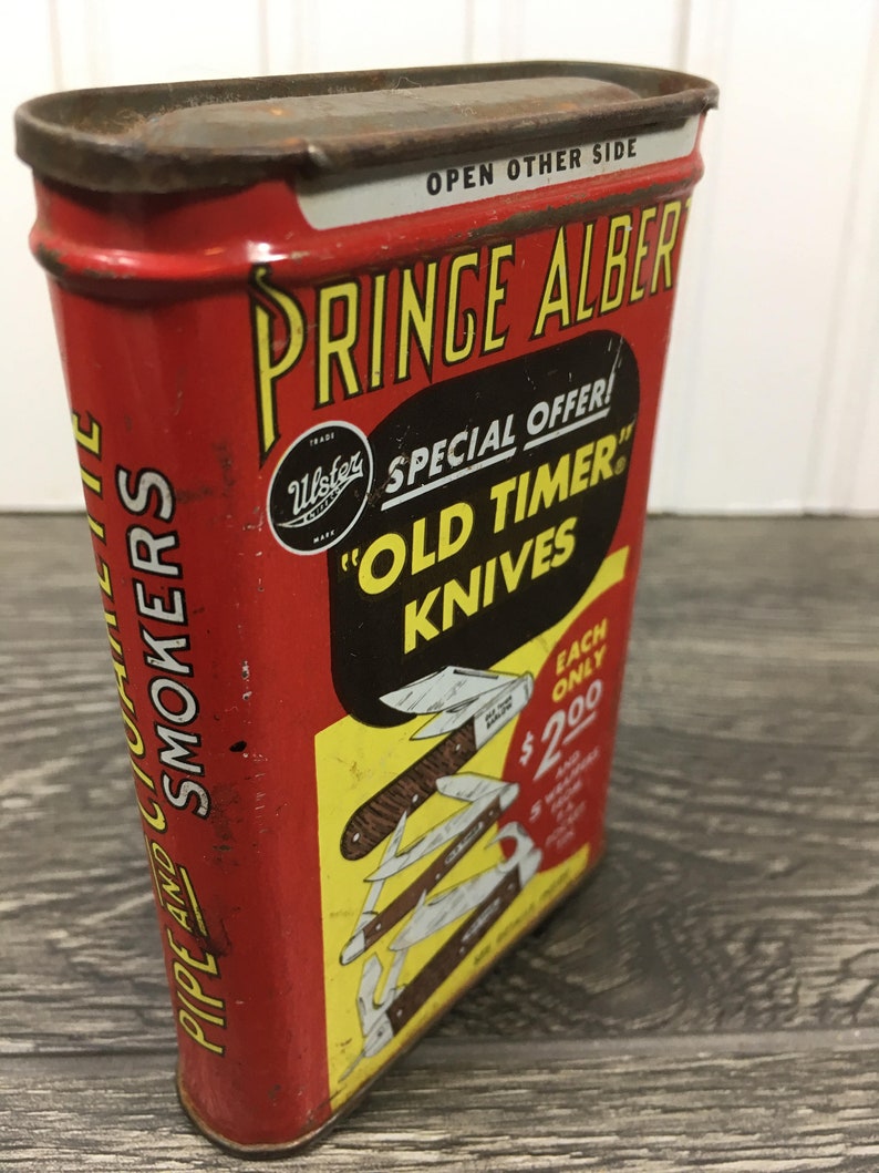Vintage Prince Albert Tin Can Tobacciana Advertising Tin-Prince Albert Tin-Prince Albert Knive Tin