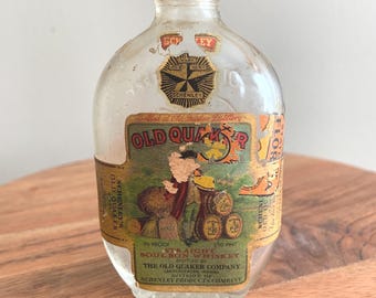 Old Quaker Whiskey Bottle 1/10th Pint 90 Proof