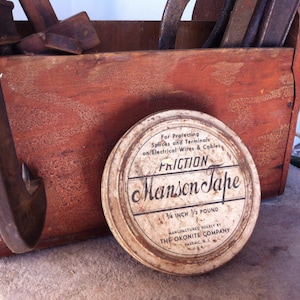 Vintage Metal Tin Manson Friction Tape-Vintage Tin-Antique Tin-General Store Tin