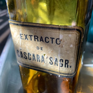 Glass Apothecary Jar Extracto De Casgara Sagr Antique Pharmacy Jar