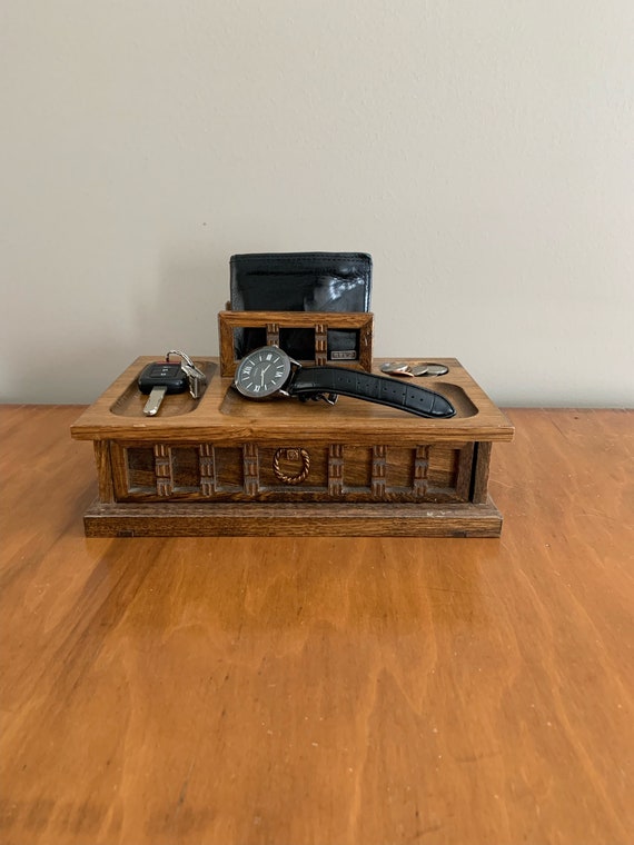 Wood Valet Caddy Jewelry Box Dresser Valet