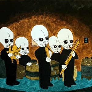 Handgemaltes Acrylbild STAR WARS Cantina Band Family Guy Cartoon Leinwand Kunst MALEREI Unikat Gemälde Film Street Fan Art Acryl Bild Alien