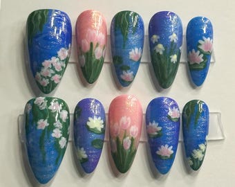 Monet Gardens Press-on Set | Handmade Gel-x Press-on Nails